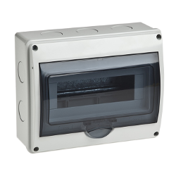 69011 Тусо Щиток о/п на 10 модулей с вертик. дверцей, 250х200х107мм, IP66, серый