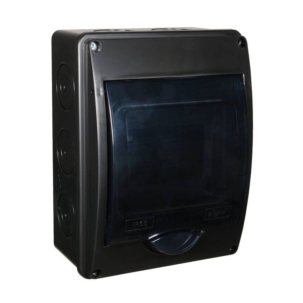 69005Ч Тусо Щиток о/п на 5 модулей с вертик. дверцей, 200х150х98мм, IP65, черный